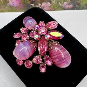 Regency Pink Poured Glass Brooch